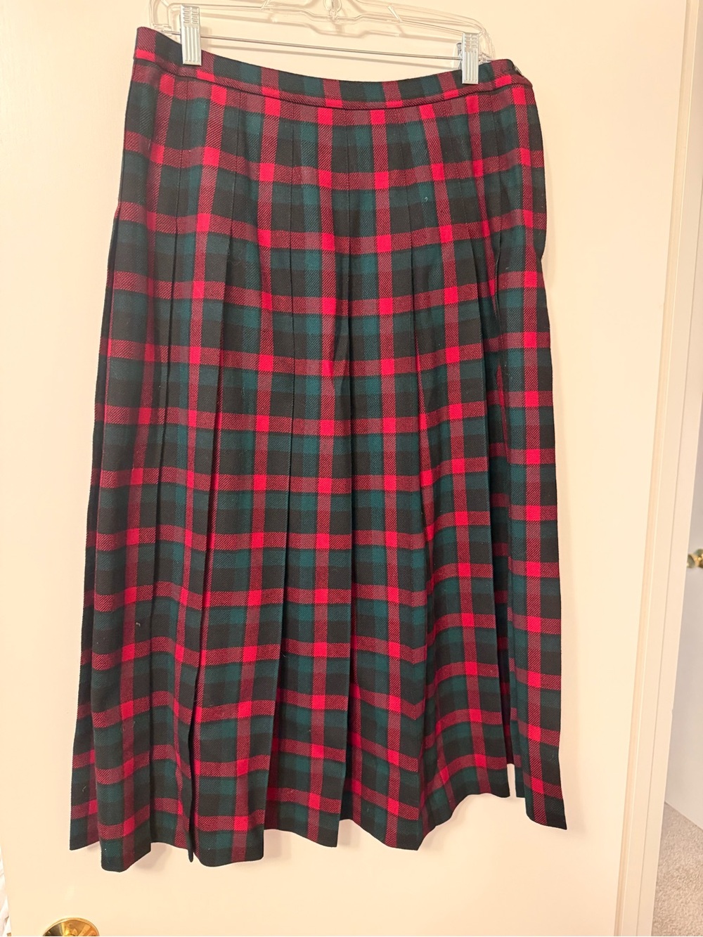 Pendleton Plaid Pleated Skirt in Red and Green